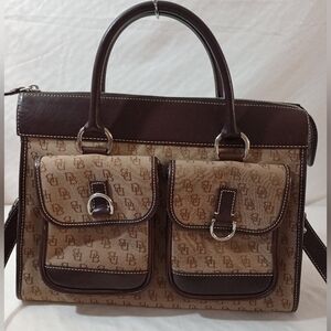 Dooney & Bourke Signature Logo Double Pocket Tote Satchel
